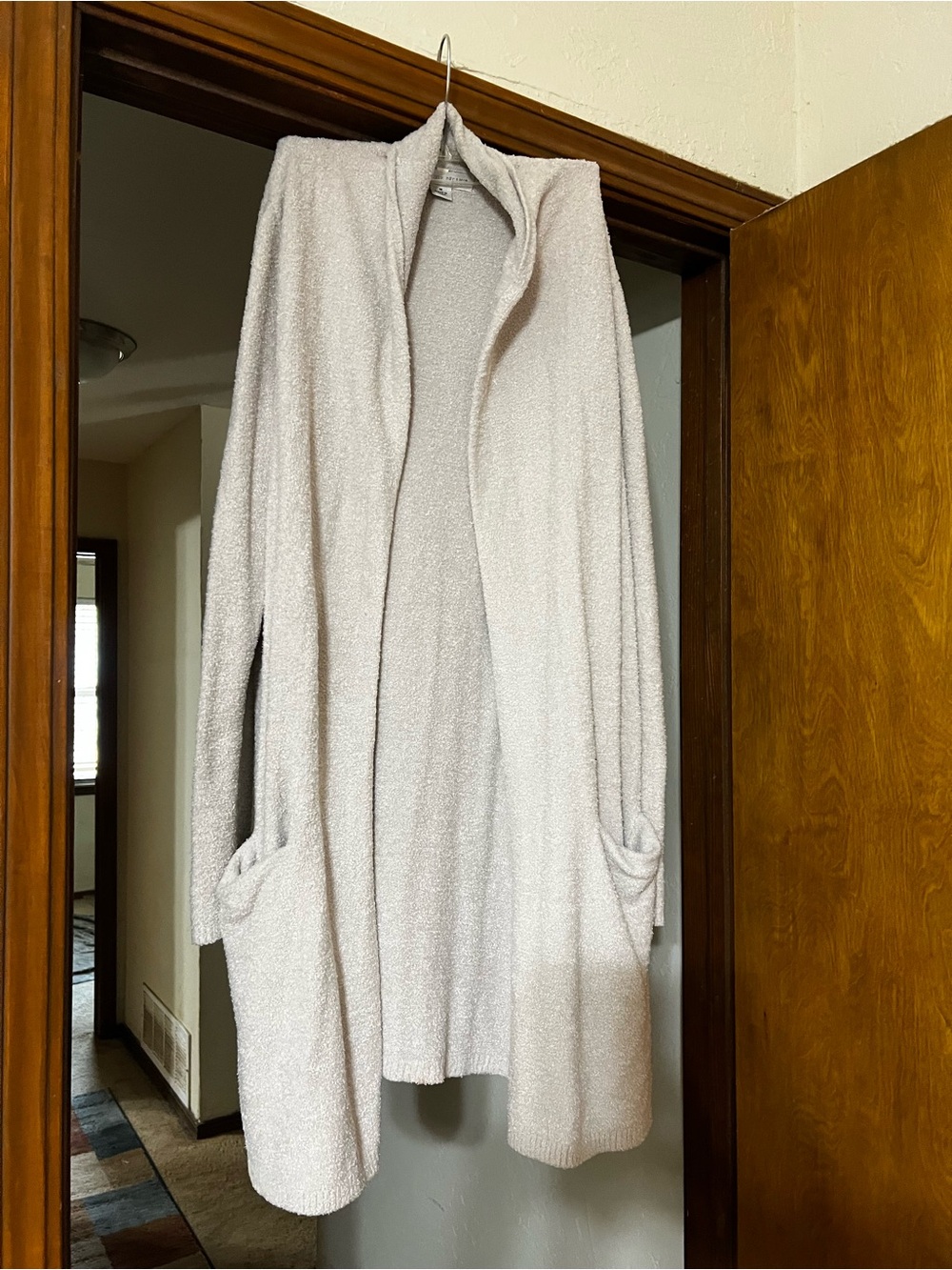 Barefoot Dreams Cozy Cream Hooded Open-Front Cardigan